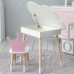 Столик хмаринка з зручною нішею 54х68х50 і стільчик корона 26.5х26х25, стіл та стілець в дитячу, білий з рожевим Столик хмаринка з зручною нішею 54х68х50 і стільчик корона 26.5х26х25, стіл та стілець в дитячу, білий з рожевим