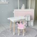 Столик хмаринка з зручною нішею 54х68х50 і стільчик корона 26.5х26х25, стіл та стілець в дитячу, білий з рожевим Столик хмаринка з зручною нішею 54х68х50 і стільчик корона 26.5х26х25, стіл та стілець в дитячу, білий з рожевим
