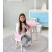Столик хмаринка з відкидною нішею 54х68х50 і стільчик корона 26.5х26х25, стіл та стілець в дитячу, рожевий з білим Столик хмаринка з відкидною нішею 54х68х50 і стільчик корона 26.5х26х25, стіл та стілець в дитячу, рожевий з білим