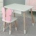 Стіл прямокутний з шухлядою 46х60х45 і стілець метелик 26.5х26х25, столик та стільчик для дівчачої кімнати, рожевий з білим Стіл прямокутний з шухлядою 46х60х45 і стілець метелик 26.5х26х25, столик та стільчик для дівчачої кімнати, рожевий з білим