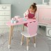 Столик хмарка 46х70х40 та стілець медведик 26.5х26х25, дитячий стіл та стільчик для малювання/занять, рожевий з білим Столик хмарка 46х70х40 та стілець медведик 26.5х26х25, дитячий стіл та стільчик для малювання/занять, рожевий з білим