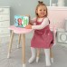 Стіл хмаринка 46х70х40 та стільчик коронка 26.5х26х25, дитячий столик та стілець для ігор/занять, рожевий з білим Стіл хмаринка 46х70х40 та стільчик коронка 26.5х26х25, дитячий столик та стілець для ігор/занять, рожевий з білим