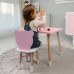 Стіл прямий 46х60х45 і стілець мордочка медведика 26.5х26х25, столик та стільчик для дівчинки, рожевий з білим Стіл прямий 46х60х45 і стілець мордочка медведика 26.5х26х25, столик та стільчик для дівчинки, рожевий з білим