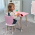 Стіл прямий 46х60х45 і стілець мордочка медведика 26.5х26х25, столик та стільчик для дівчинки, рожевий з білим Стіл прямий 46х60х45 і стілець мордочка медведика 26.5х26х25, столик та стільчик для дівчинки, рожевий з білим