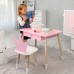 Стіл прямокутний з ящиком 46х60х45 і стілець корона 26.5х26х25, столик та стільчик в дитячу, рожевий з білим Стіл прямокутний з ящиком 46х60х45 і стілець корона 26.5х26х25, столик та стільчик в дитячу, рожевий з білим