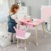 Стіл прямокутний з ящиком 46х60х45 і стілець корона 26.5х26х25, столик та стільчик в дитячу, рожевий з білим Стіл прямокутний з ящиком 46х60х45 і стілець корона 26.5х26х25, столик та стільчик в дитячу, рожевий з білим