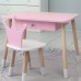 Стіл прямокутний з ящиком 46х60х45 і стілець корона 26.5х26х25, столик та стільчик в дитячу, рожевий з білим Стіл прямокутний з ящиком 46х60х45 і стілець корона 26.5х26х25, столик та стільчик в дитячу, рожевий з білим