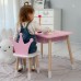 Стіл прямокутний з ящиком 46х60х45 і стілець корона 26.5х26х25, столик та стільчик в дитячу, рожевий з білим Стіл прямокутний з ящиком 46х60х45 і стілець корона 26.5х26х25, столик та стільчик в дитячу, рожевий з білим