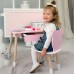 Стіл прямокутний з шухлядою 46х60х45 і стілець медвежа 26.5х26х25, столик та стільчик для дитячої кімнати, рожевий з білим Стіл прямокутний з шухлядою 46х60х45 і стілець медвежа 26.5х26х25, столик та стільчик для дитячої кімнати, рожевий з білим