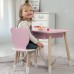 Стіл прямокутний з шухлядою 46х60х45 і стілець медвежа 26.5х26х25, столик та стільчик для дитячої кімнати, рожевий з білим Стіл прямокутний з шухлядою 46х60х45 і стілець медвежа 26.5х26х25, столик та стільчик для дитячої кімнати, рожевий з білим