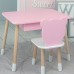 Стіл прямокутний з шухлядою 46х60х45 і стілець медвежа 26.5х26х25, столик та стільчик для дитячої кімнати, рожевий з білим Стіл прямокутний з шухлядою 46х60х45 і стілець медвежа 26.5х26х25, столик та стільчик для дитячої кімнати, рожевий з білим