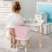 Стіл прямокутний з шухлядою 46х60х45 і стілець мордочка медвежа 26.5х26х25, комплект для дитячої кімнати, білий з рожевим Стіл прямокутний з шухлядою 46х60х45 і стілець мордочка медвежа 26.5х26х25, комплект для дитячої кімнати, білий з рожевим