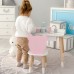 Стіл прямокутний з шухлядою 46х60х45 і стілець мордочка медвежа 26.5х26х25, комплект для дитячої кімнати, білий з рожевим Стіл прямокутний з шухлядою 46х60х45 і стілець мордочка медвежа 26.5х26х25, комплект для дитячої кімнати, білий з рожевим