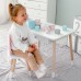 Стіл прямокутний з шухлядою 46х60х45 і стілець мордочка медвежа 26.5х26х25, комплект для дитячої кімнати, білий з рожевим Стіл прямокутний з шухлядою 46х60х45 і стілець мордочка медвежа 26.5х26х25, комплект для дитячої кімнати, білий з рожевим