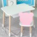 Стіл прямокутний з шухлядою 46х60х45 і стілець мордочка медвежа 26.5х26х25, комплект для дитячої кімнати, білий з рожевим Стіл прямокутний з шухлядою 46х60х45 і стілець мордочка медвежа 26.5х26х25, комплект для дитячої кімнати, білий з рожевим