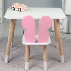 Столик прямокутний 46х60х45 і стільчик метелик 26.5х26х25, стіл та стілець в дитячу, білий з рожевим Столик прямокутний 46х60х45 і стільчик метелик 26.5х26х25, стіл та стілець в дитячу, білий з рожевим