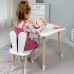 Стіл прямокутний 46х60х45 і стілець вушка кролика 26.5х26х25, столик та стільчик в дитячу, білий Стіл прямокутний 46х60х45 і стілець вушка кролика 26.5х26х25, столик та стільчик в дитячу, білий