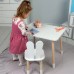 Стіл прямокутний 46х60х45 і стілець вушка кролика 26.5х26х25, столик та стільчик в дитячу, білий Стіл прямокутний 46х60х45 і стілець вушка кролика 26.5х26х25, столик та стільчик в дитячу, білий