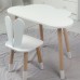 Білий набір меблів стіл та стілець, дитячий столик хмарка 46х70х40 і стільчик зайчик 26.5х26х25 для гри, малювання, навчання Білий набір меблів стіл та стілець, дитячий столик хмарка 46х70х40 і стільчик зайчик 26.5х26х25 для гри, малювання, навчання
