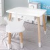 Стіл прямокутний з ящиком для речей 46х60х45 і стілець корона 26.5х26х25, столик та стільчик в дитячу, білий Стіл прямокутний з ящиком для речей 46х60х45 і стілець корона 26.5х26х25, столик та стільчик в дитячу, білий