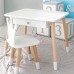 Стіл прямокутний з ящиком для речей 46х60х45 і стілець корона 26.5х26х25, столик та стільчик в дитячу, білий Стіл прямокутний з ящиком для речей 46х60х45 і стілець корона 26.5х26х25, столик та стільчик в дитячу, білий