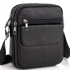 Шкіряна чоловіча сумка 17х21х5, барсетка через плече Tiding Bag 4134A чорна Шкіряна чоловіча сумка 17х21х5, барсетка через плече Tiding Bag 4134A чорна