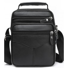Чоловіча шкіряна сумка-барсетка 23х27х9, месенджер через плече Bexhill Bx-56402 чорна