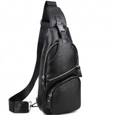 Чоловіча шкіряна сумка-слінг 17х32х7, бананка для роботи та офісу TIDING BAG - MK-96303 чорна Чоловіча шкіряна сумка-слінг 17х32х7, бананка для роботи та офісу TIDING BAG - MK-96303 чорна