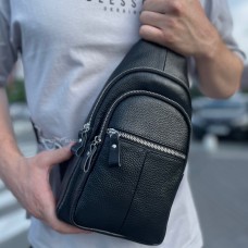 Чоловіча сумка-слінг шкіряна 18х32х7, крос боді для прогулянок Tiding Bag A25F-5060A чорна Чоловіча сумка-слінг шкіряна 18х32х7, крос боді для прогулянок Tiding Bag A25F-5060A чорна