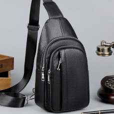 Чоловічий шкіряний слінг на одне плече 18х32х7, сумка крос боді TIDING BAG A25F-3204-1A чорна