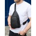 Чоловіча сумка з натуральної шкіри 18х31х7, бананка через плече Tiding Bag 34091 чорна