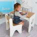 Столик та стільчик для дитини 70×45×51, дитячий гральний стіл та стілець, білий з деревом Столик та стільчик для дитини 70×45×51, дитячий гральний стіл та стілець, білий з деревом