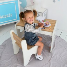 Комплект дитячих меблів столик та стільчик 70×45×51, стіл та стілець у дитячу білий з деревом Комплект дитячих меблів столик та стільчик 70×45×51, стіл та стілець у дитячу білий з деревом