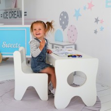 Комплект дитячих меблів столик та стільчик 70×45×51, стіл та стілець у дитячу, білий Комплект дитячих меблів столик та стільчик 70×45×51, стіл та стілець у дитячу, білий