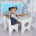 Набір дитячих меблів столик з ящиком та стільчик 70×45×51, стіл та стілець для дітей, білий з сірим Набір дитячих меблів столик з ящиком та стільчик 70×45×51, стіл та стілець для дітей, білий з сірим