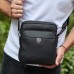 Чоловіча шкіряна сумка-барсетка 24х20х8, компактна сумочка на плече для чоловіка, наплічний месенджер, чорна Чоловіча шкіряна сумка-барсетка 24х20х8, компактна сумочка на плече для чоловіка, наплічний месенджер, чорна