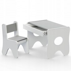 Столик та стільчик для дитини 70×45×51, дитячий гральний стіл та стілець, білий з сірим Столик та стільчик для дитини 70×45×51, дитячий гральний стіл та стілець, білий з сірим