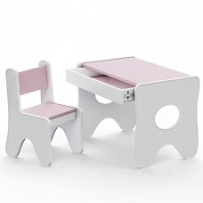 Столик та стільчик для дитини 70×45×51, дитячий гральний стіл та стілець, білий з рожевим Столик та стільчик для дитини 70×45×51, дитячий гральний стіл та стілець, білий з рожевим