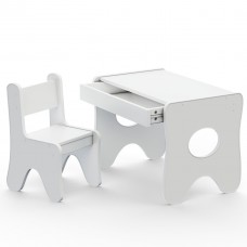 Столик та стільчик для дитини 70×45×51, дитячий гральний стіл та стілець, білий Столик та стільчик для дитини 70×45×51, дитячий гральний стіл та стілець, білий
