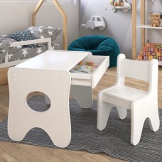 Набір дитячих меблів столик з ящиком та стільчик 70×45×51, стіл та стілець для дітей, білий Набір дитячих меблів столик з ящиком та стільчик 70×45×51, стіл та стілець для дітей, білий
