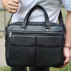 Сумка чоловіча офісна через плече 39х29х10, практичний шкіряний портфель для бізнесу, сумочка для навання, чорний Сумка чоловіча офісна через плече 39х29х10, практичний шкіряний портфель для бізнесу, сумочка для навання, чорний
