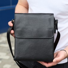 Сумка месенджер 21.5x25x7 шкіряна барсетка для чоловіків Tiding Bag 35775 чорна Сумка месенджер 21.5x25x7 шкіряна барсетка для чоловіків Tiding Bag 35775 чорна