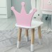 Дитячий стільчик "корона" з дерева 26.5х26х25см, стілець для дівчинки, білий з рожевим