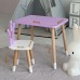 Стіл прямокутний 46х60х45 і стілець корона 26.5х26х25, столик та стільчик для дівчинки, фіолетовий з білим Стіл прямокутний 46х60х45 і стілець корона 26.5х26х25, столик та стільчик для дівчинки, фіолетовий з білим