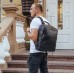 Рюкзак чоловічий шкіряний 28х40х14, міська сумка наплічна для ноутбука та документів, чорний