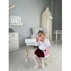 Столик з відкидним верхом 53х60х45 і стільчик корона 26.5х26х25, стіл та стілець для дітей від 1 року, білий з рожевим