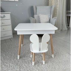 Столик з відкидним верхом 53х60х45 і стільчик метелик 26.5х26х25, стіл та стілець для злопчика від 1 року, білий Столик з відкидним верхом 53х60х45 і стільчик метелик 26.5х26х25, стіл та стілець для злопчика від 1 року, білий