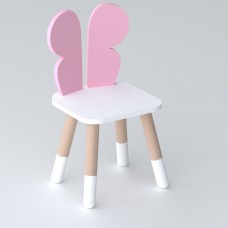 Дитячий стільчик метелик 26.5х26х25см, стілець у дівчачу кімнату, білий з рожевим
