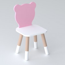 Дитячий стільчик ведмедик 26.5х26х25см, стілець для дитини, білий з рожевим
