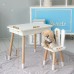 Дитячий столик з відкидним верхом 53х60х45 і стільчик зайчик 26.5х26х25, стіл та стілець для дітей до 7 років, білий Дитячий столик з відкидним верхом 53х60х45 і стільчик зайчик 26.5х26х25, стіл та стілець для дітей до 7 років, білий